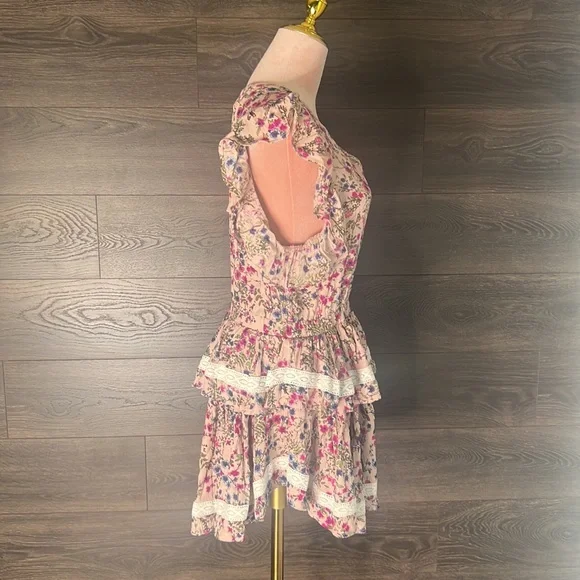 Sokie Collective Size S The Mini Flicker Dress Light Pink Floral Cottagecore NWT - Picture 3 of 6